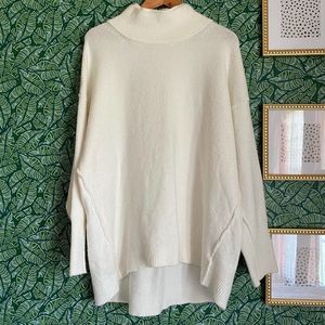 Free People | Mock Turtleneck Double Collar Cream Sweater M